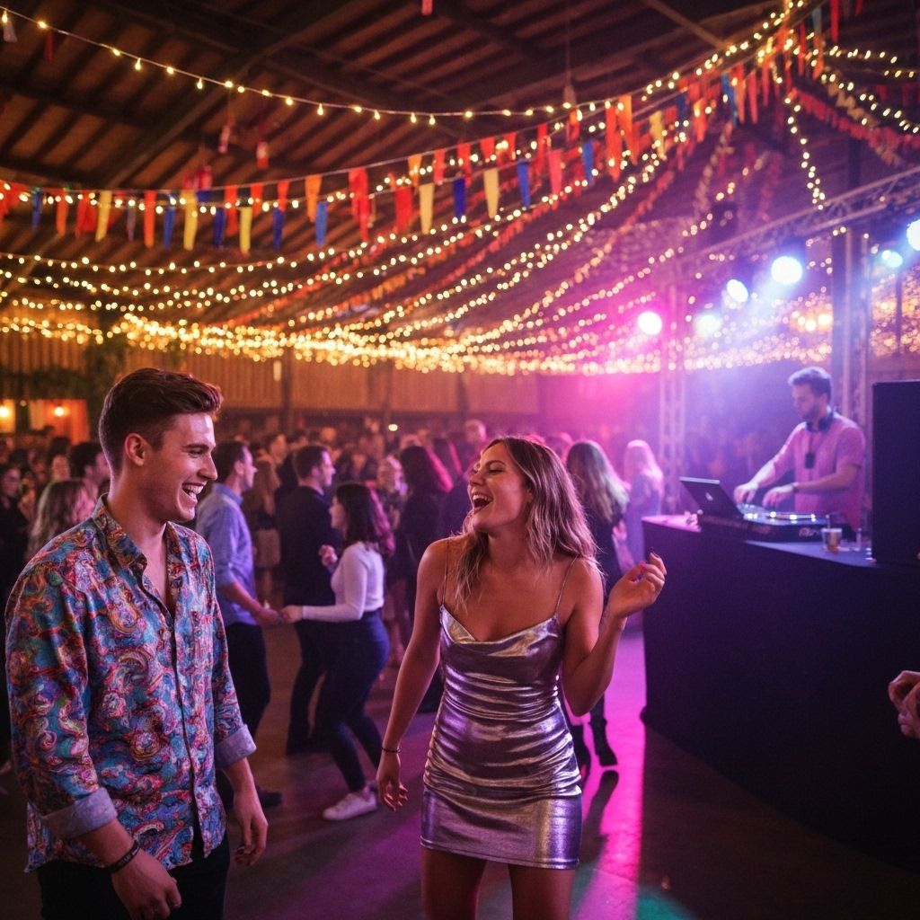 Colorful party venue at night