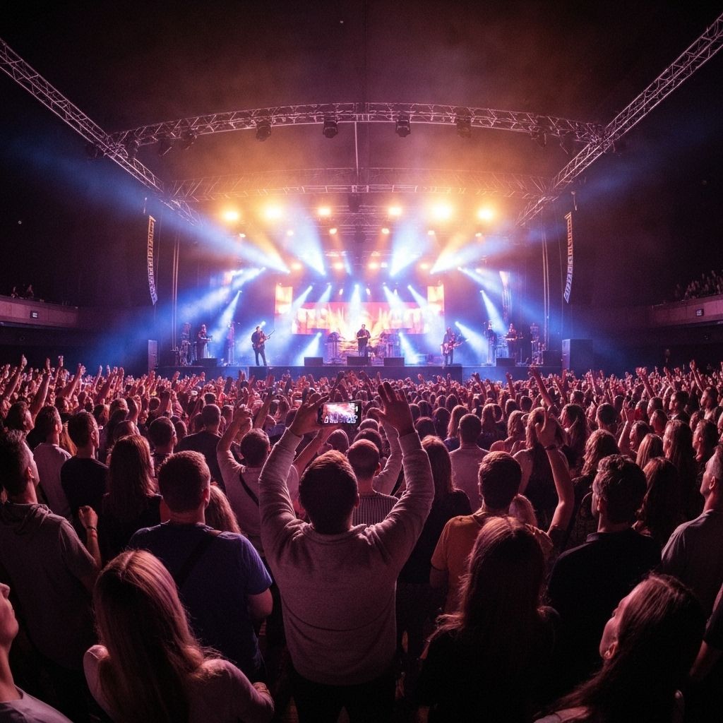 Concert crowd with stage lights